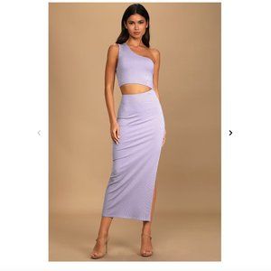 Spice Things Up Lavender Ribbed One-Shoulder Cutout Midi Dress